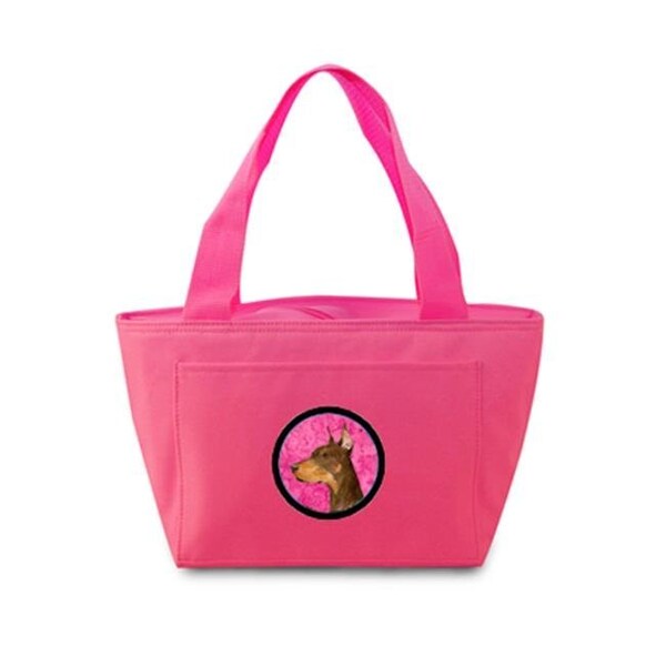 Carolines Treasures SS4744-PK-8808 Pink Doberman Zippered Insulated School Washable And Stylish Lunch Bag Cooler SS4744-PK-8808 - main